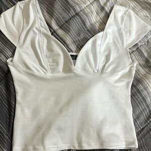 White deep neck cami top